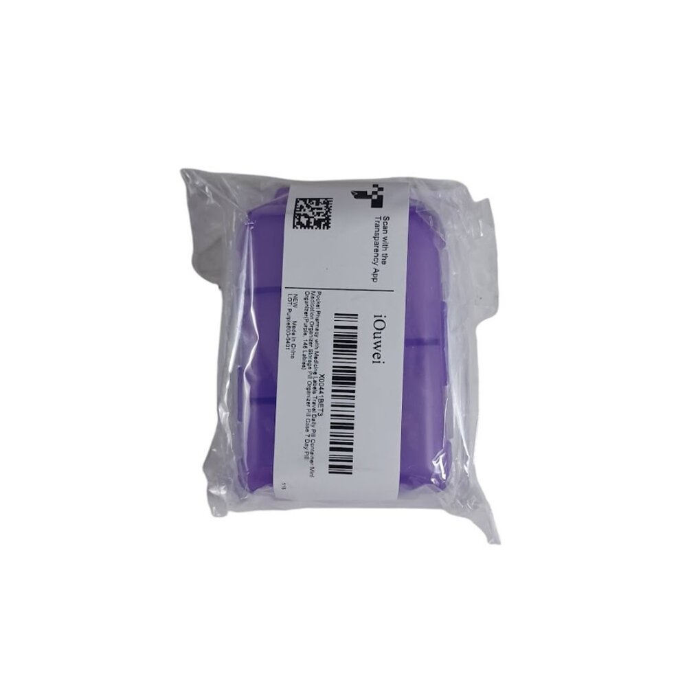 Quwei Pocket Pharmacy With Medicine Labels NEW Purple -Pill Box -Mini Organizer